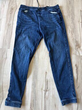Hollister Skinny Jogger Jeans Mens Large Dark Wash Denim Elastic Waist